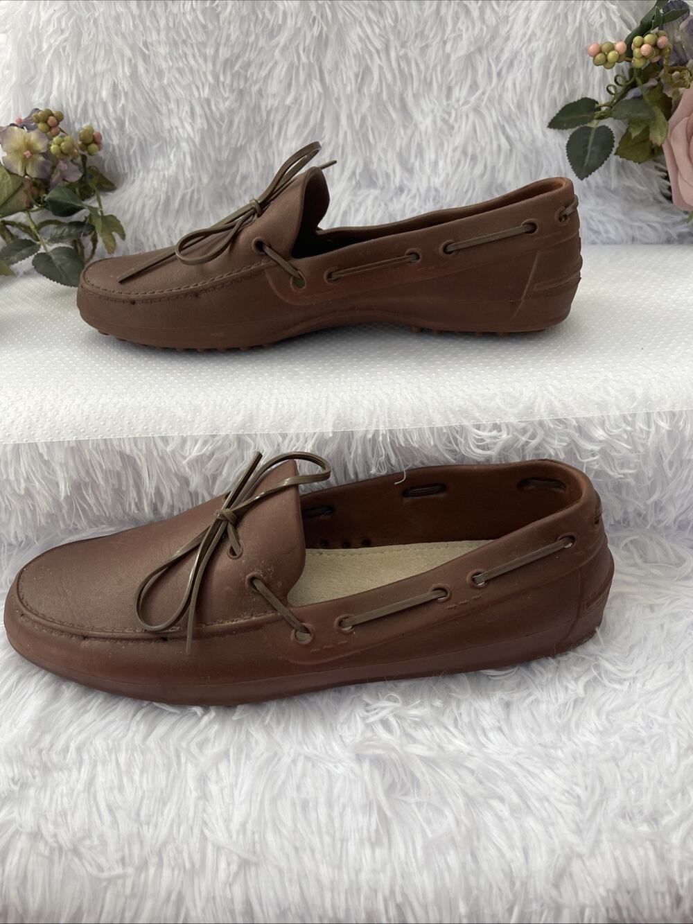 Woz Brown Rubber Boat Shoes Loafers Italy Slip On Casual Comfort Men’s EU 41/8